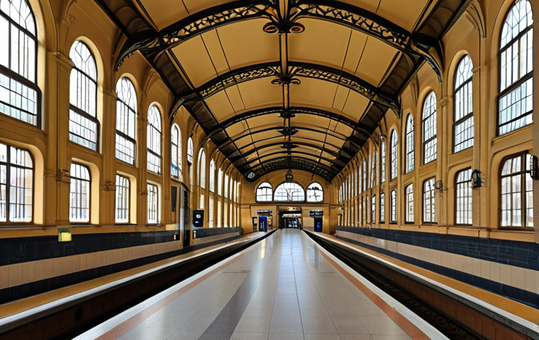 **Luxembourg train station interior, blend of classic and modern architecture, art details, vibrant atmosphere.**